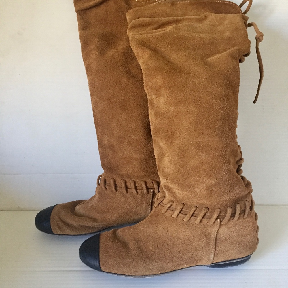 Authentic Chanel Suede CC Boots